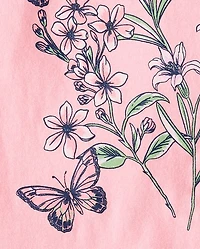 Girls Butterfly Flowers Graphic Tee