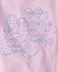 Girls Dreams Come True Ribbon Graphic Tee