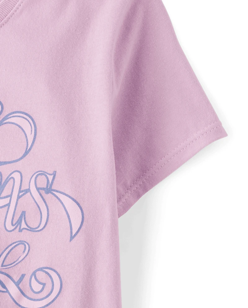 Girls Dreams Come True Ribbon Graphic Tee