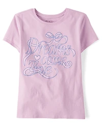 Girls Dreams Come True Ribbon Graphic Tee