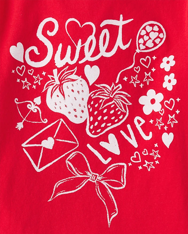 Girls Valentine's Day Sweet Doodles Graphic Tee