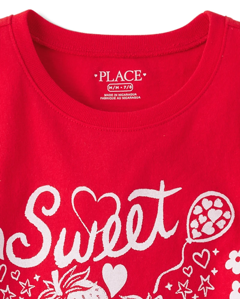 T-shirt graphique « Douces gribouillis » pour la Saint-Valentin (filles)