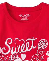 T-shirt graphique « Douces gribouillis » pour la Saint-Valentin (filles)