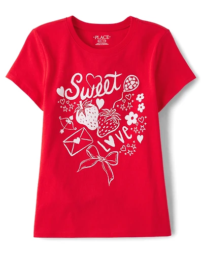 Girls Valentine's Day Sweet Doodles Graphic Tee