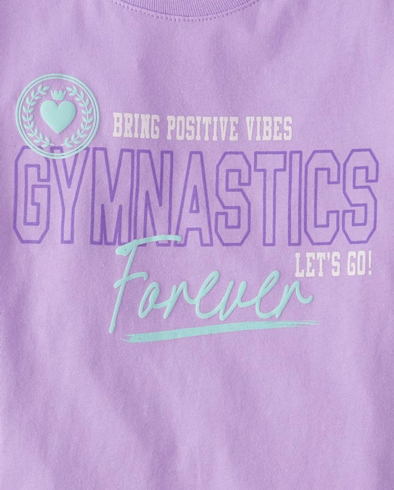 Girls Gymnastics Forever Puff Print Graphic Tee