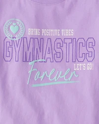 Girls Gymnastics Forever Puff Print Graphic Tee