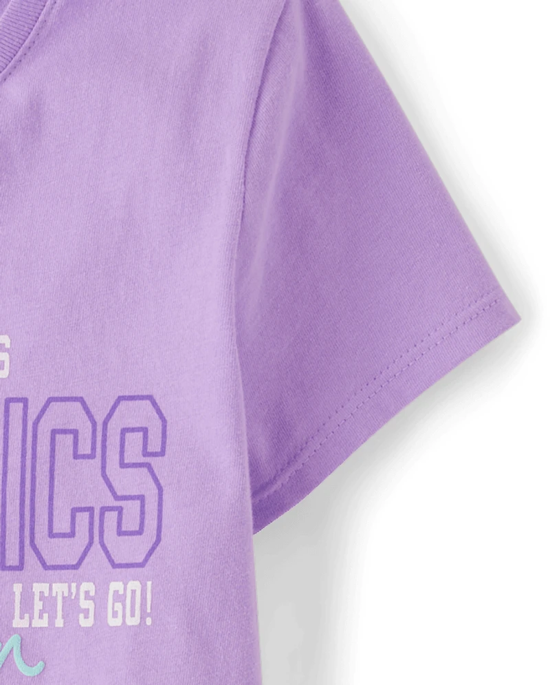 Girls Gymnastics Forever Puff Print Graphic Tee