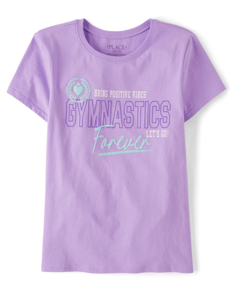 Girls Gymnastics Forever Puff Print Graphic Tee