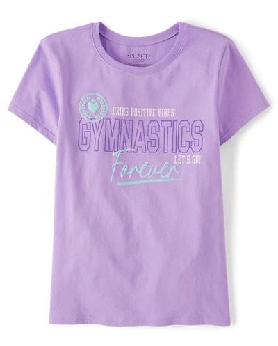 Girls Gymnastics Forever Puff Print Graphic Tee