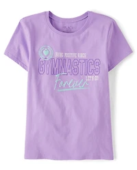 Girls Gymnastics Forever Puff Print Graphic Tee