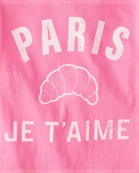 Girls Paris Je T'aime Croissant Graphic Tee
