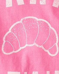 Girls Paris Je T'aime Croissant Graphic Tee