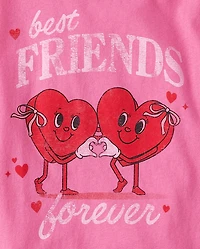 Girls Valentine's Day Best Friends Forever Graphic Tee
