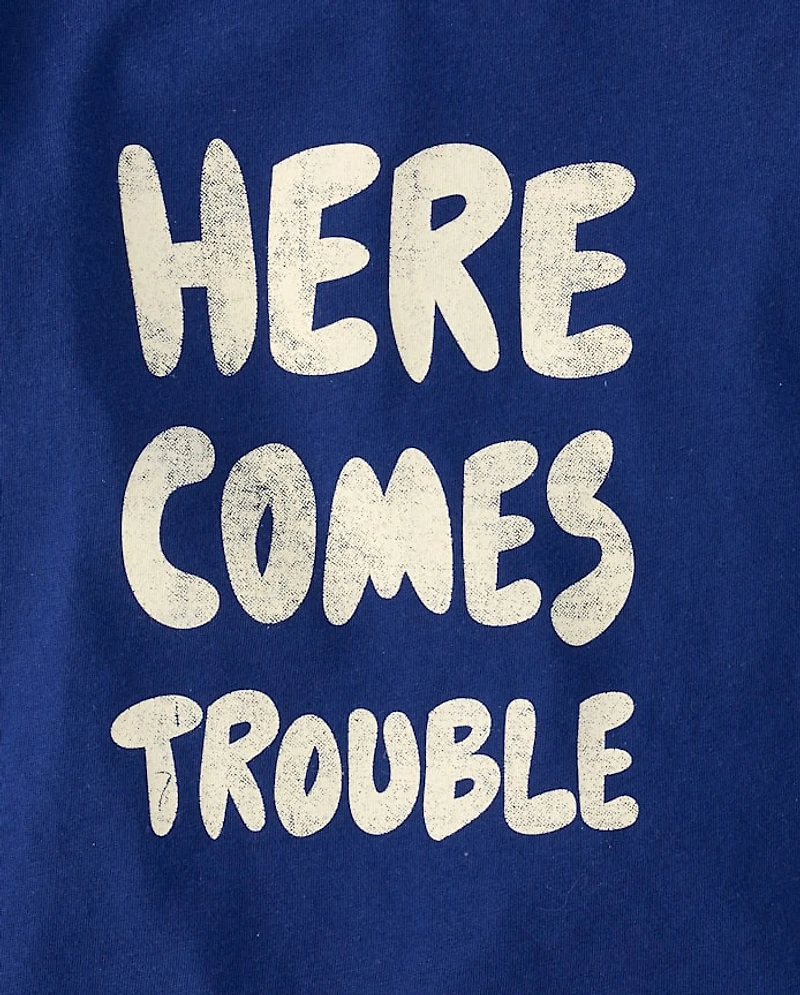 Baby And Toddler Boys Here Comes Trouble Graphic Tee