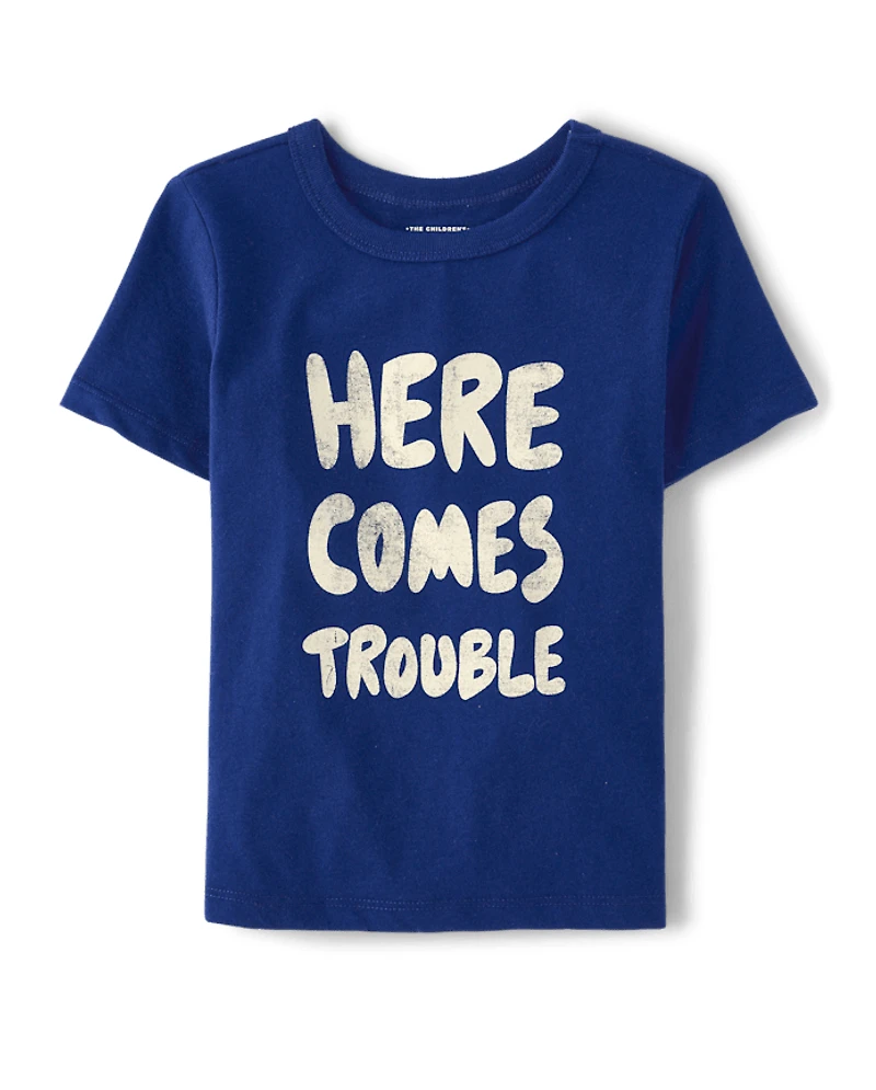Baby And Toddler Boys Here Comes Trouble Graphic Tee