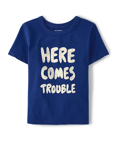 Baby And Toddler Boys Here Comes Trouble Graphic Tee