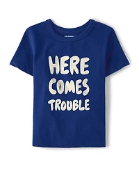 Baby And Toddler Boys Here Comes Trouble Graphic Tee