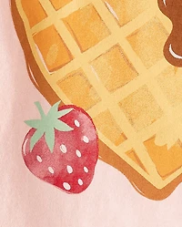 Girls Strawberry Heart Waffle Graphic Tee