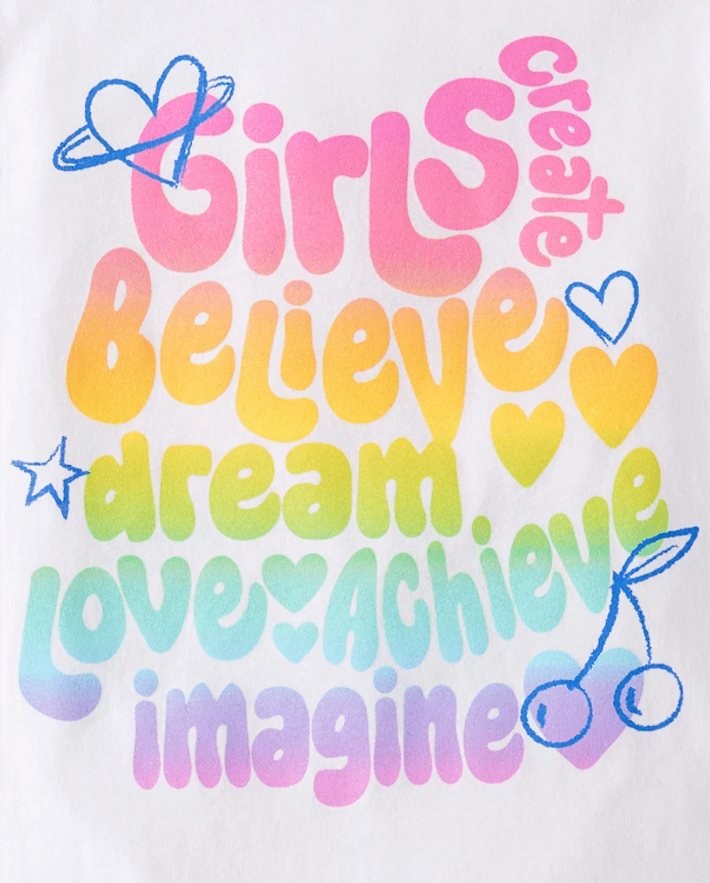 Girls Positive Words Graphic Tee