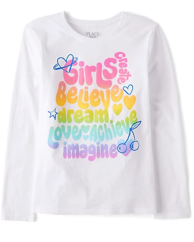 T-shirt graphique pour filles avec des mots positifs