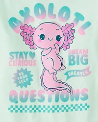 T-shirt graphique pour filles avec des questions sur l'axolotl