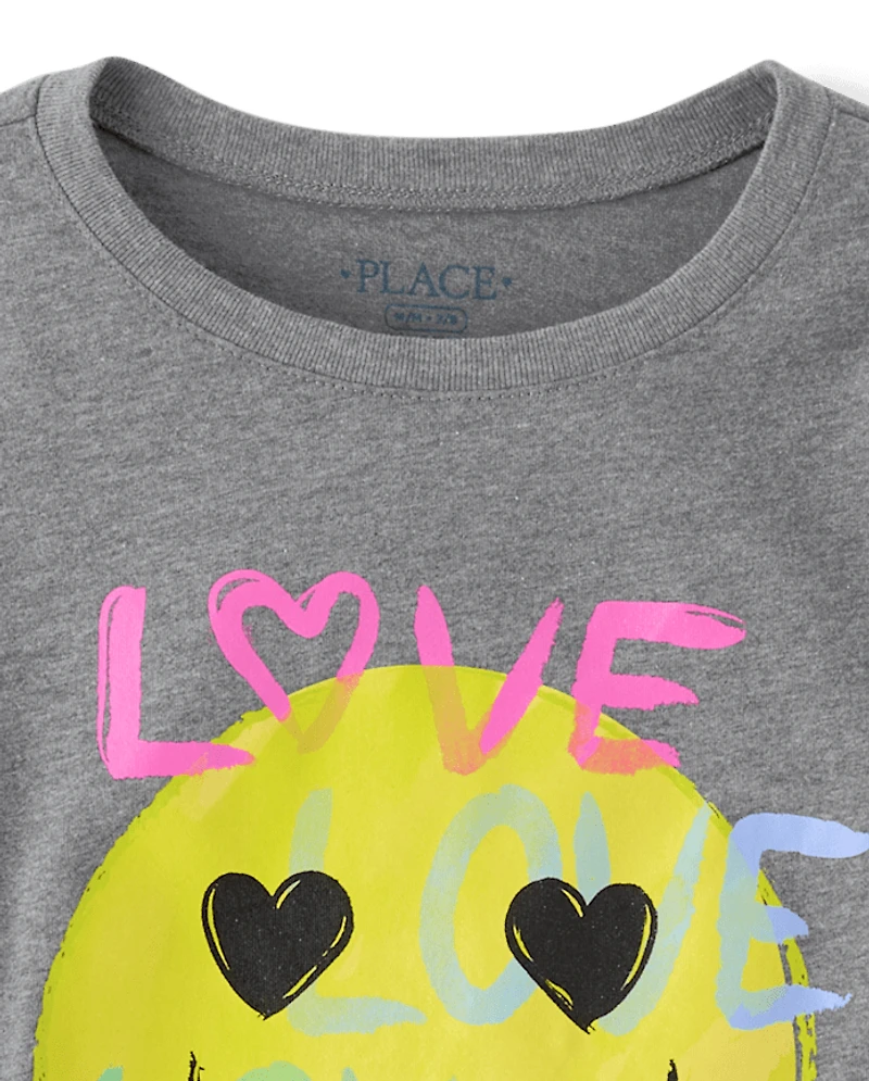 Girls Emoji Love Graphic Tee