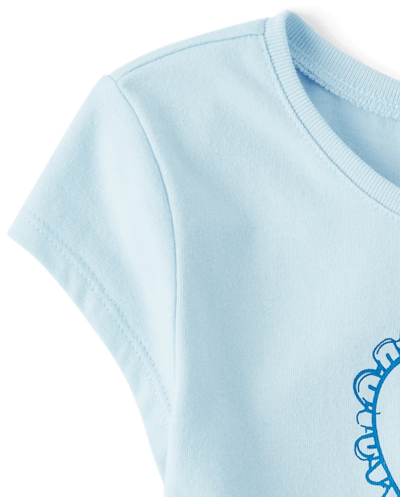 Girls Dog Bow Graphic Baby Tee