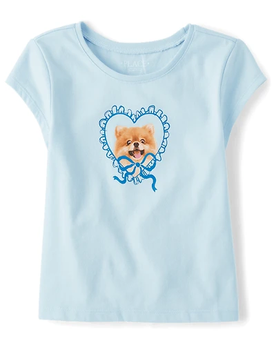 Girls Dog Bow Graphic Baby Tee