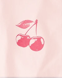 Girls Cherry Front And Back Oversized Graphic Tee