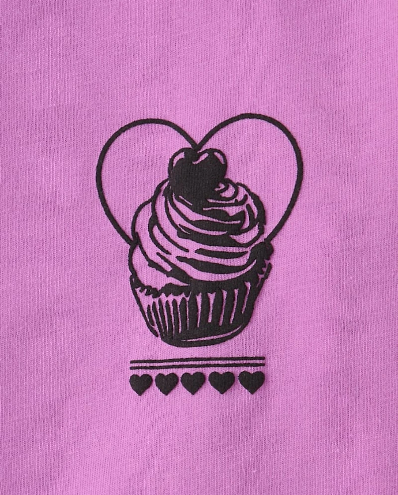 Girls Cupcake World Tour Front And Back Oversized Graphic Tee