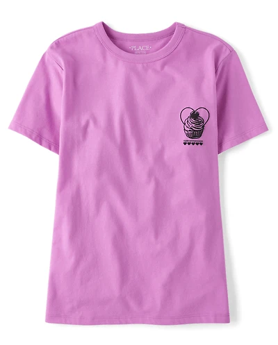 Girls Cupcake World Tour Front And Back Oversized Graphic Tee
