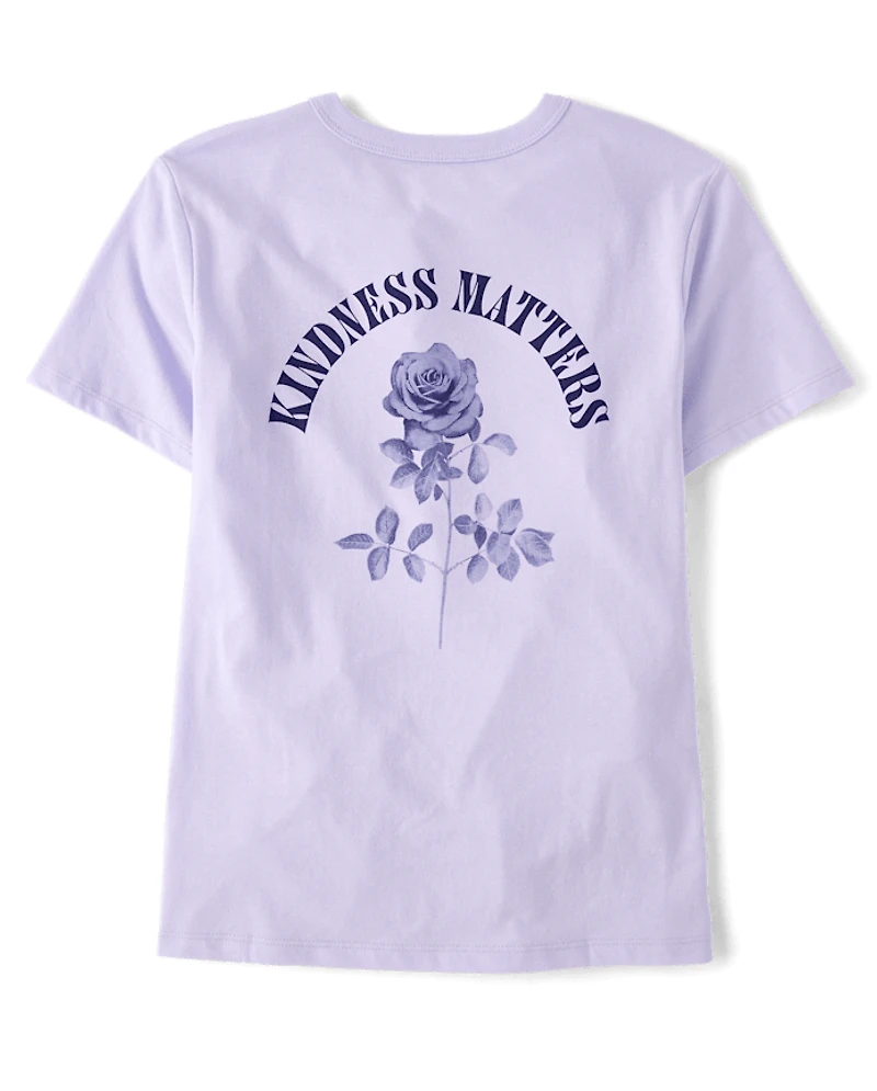 Girls Kindness Club Puff Print Front And Back Oversized Graphic Tee