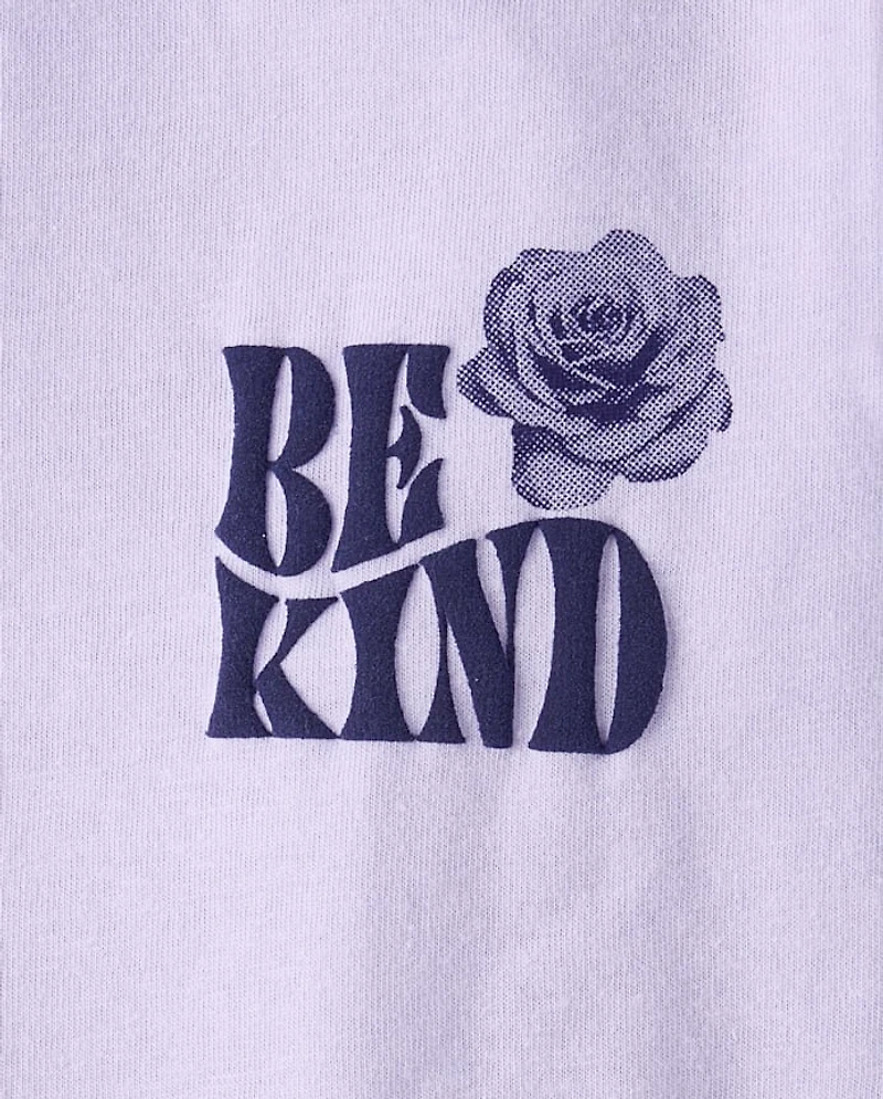 Girls Kindness Club Puff Print Front And Back Oversized Graphic Tee