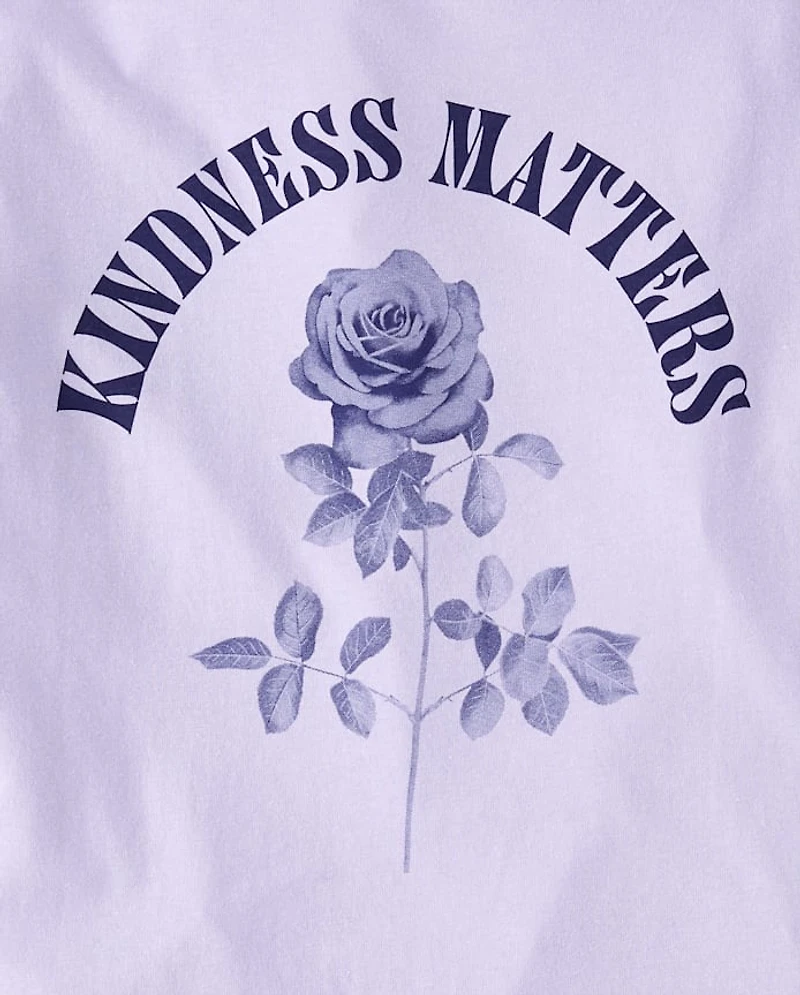 Girls Kindness Club Puff Print Front And Back Oversized Graphic Tee