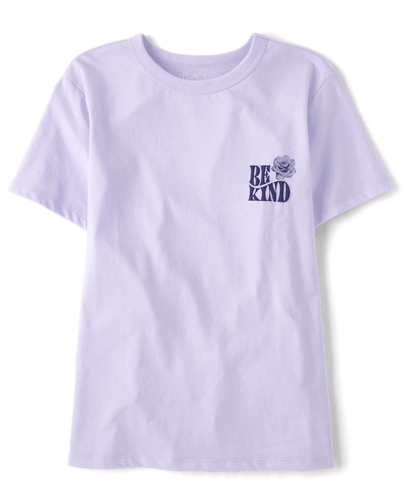 Girls Kindness Club Puff Print Front And Back Oversized Graphic Tee