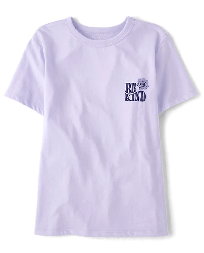 Girls Kindness Club Puff Print Front And Back Oversized Graphic Tee