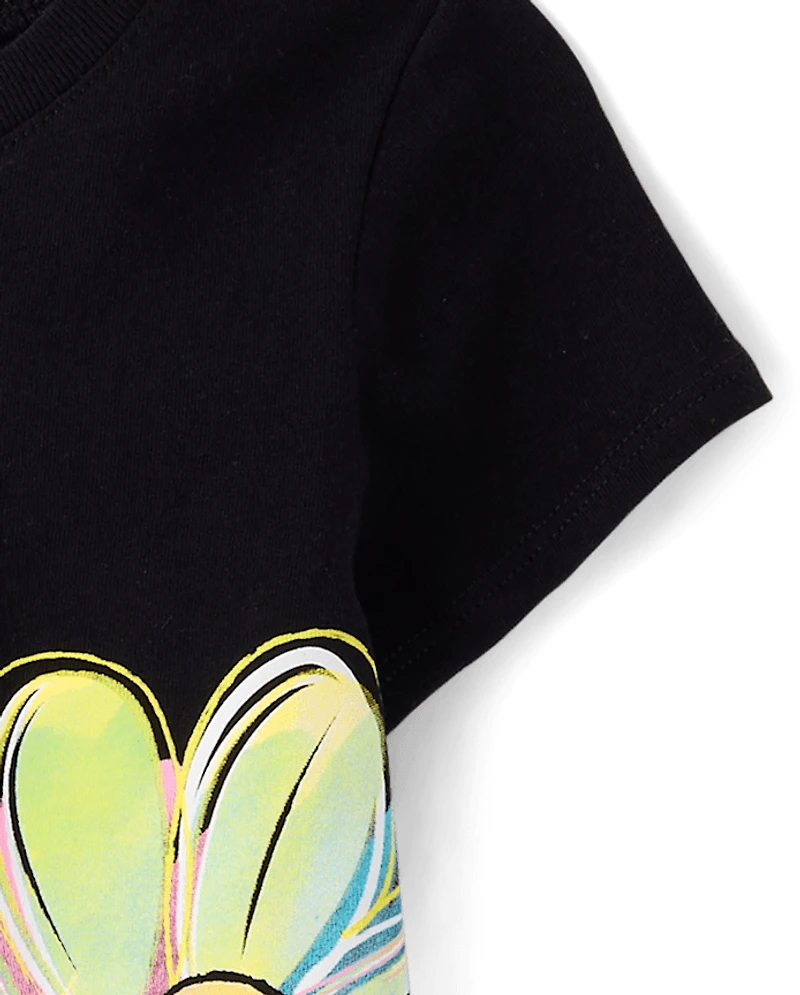 Baby And Toddler Girls Flower Heart Graphic Tee