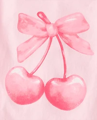 Baby And Toddler Girls Valentine's Day Bow Cherries Graphic Tee