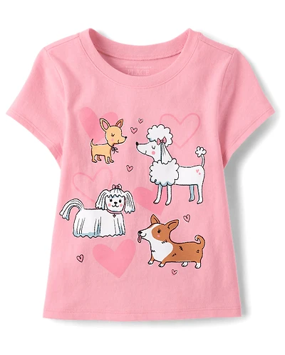 T-shirt graphique « Chien Friends » pour bébés et petites filles