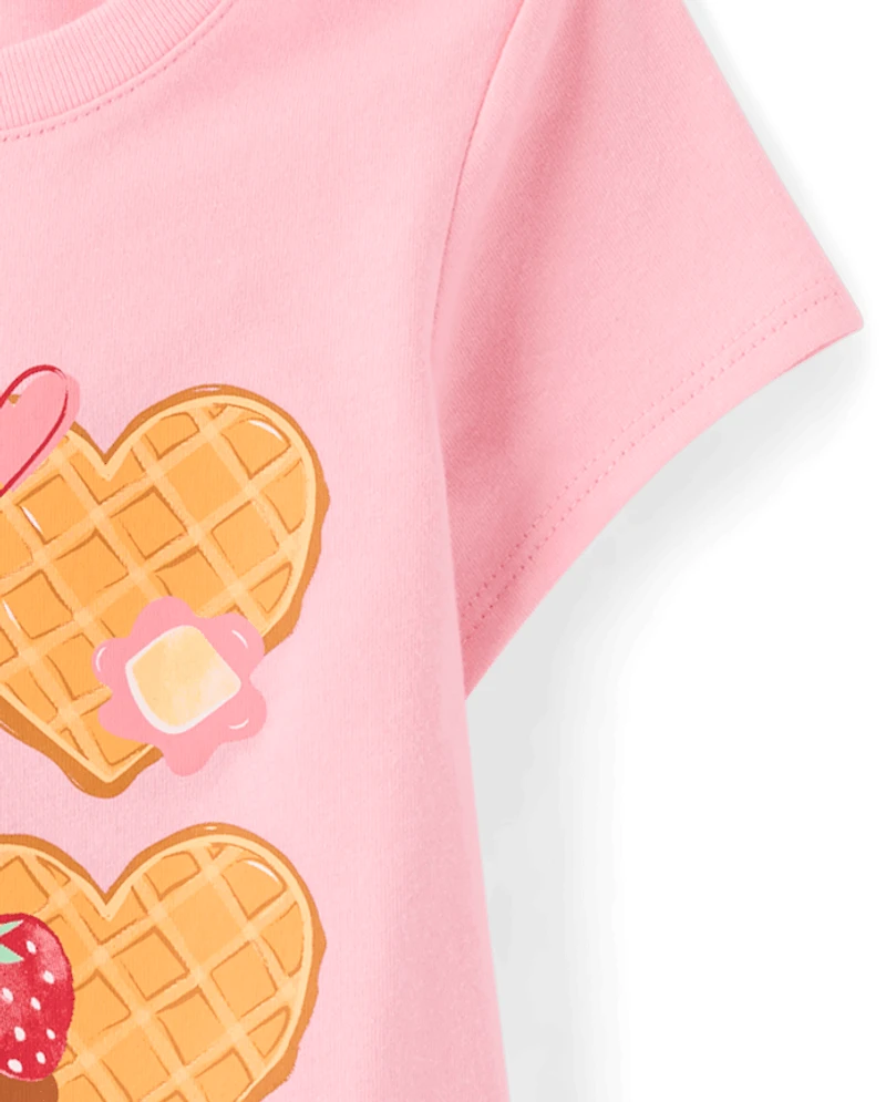 Baby And Toddler Girls Heart Waffles Graphic Tee
