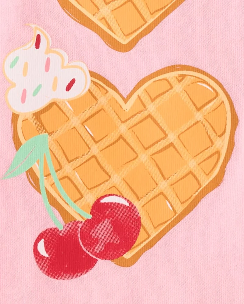 Baby And Toddler Girls Heart Waffles Graphic Tee