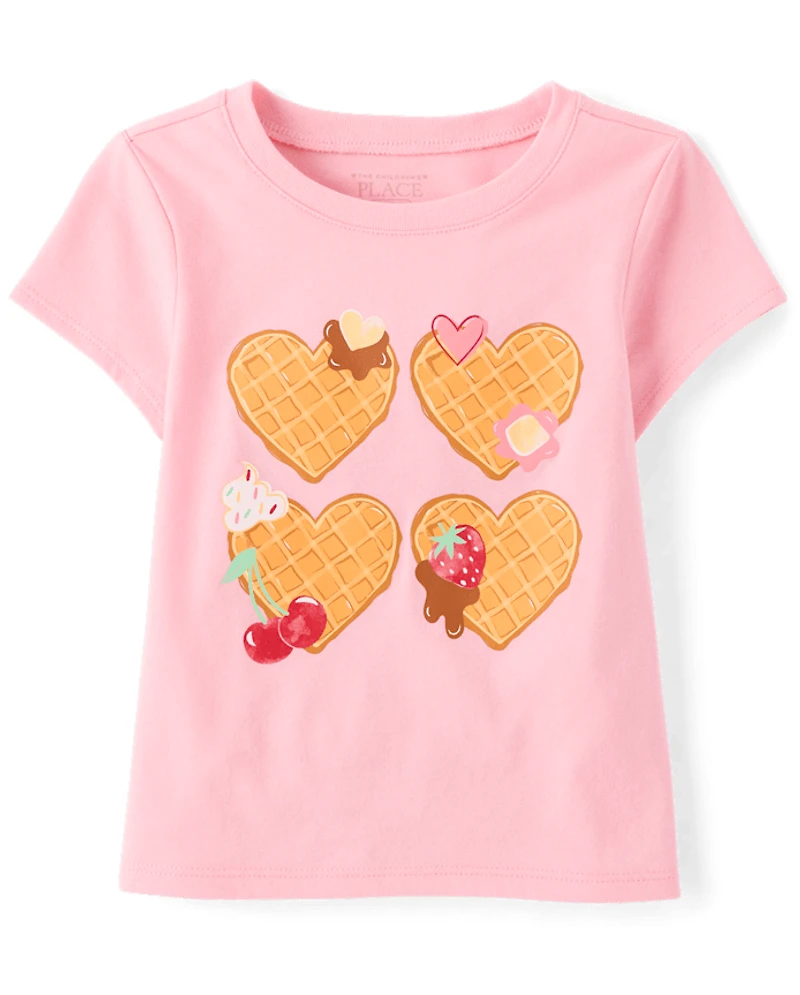 Baby And Toddler Girls Heart Waffles Graphic Tee