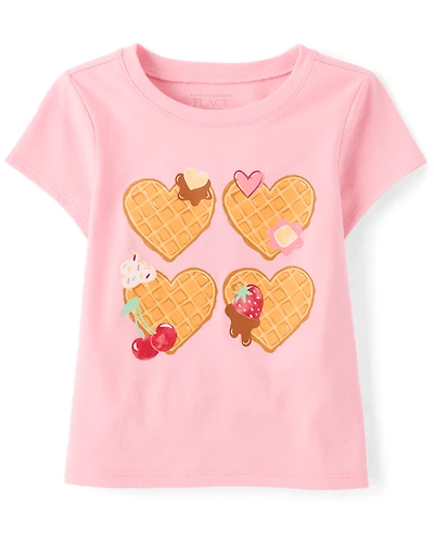 Baby And Toddler Girls Heart Waffles Graphic Tee