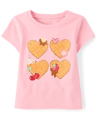 Baby And Toddler Girls Heart Waffles Graphic Tee