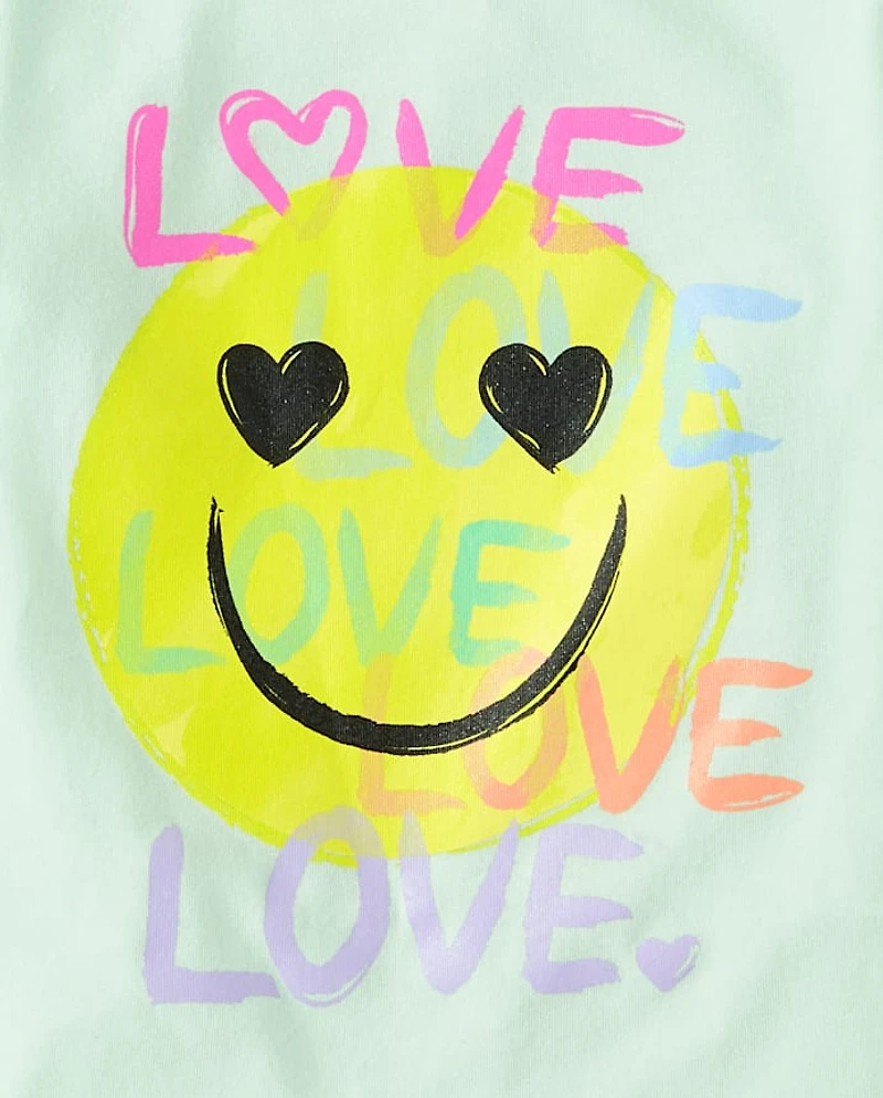 Baby And Toddler Girls Emoji Love Graphic Tee