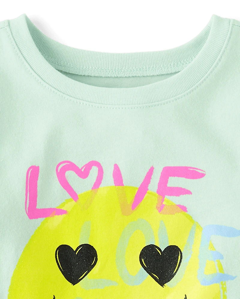 Baby And Toddler Girls Emoji Love Graphic Tee