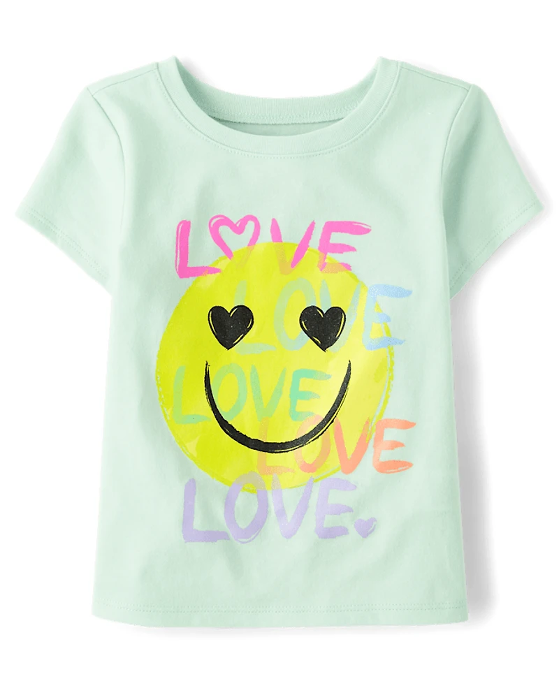 Baby And Toddler Girls Emoji Love Graphic Tee