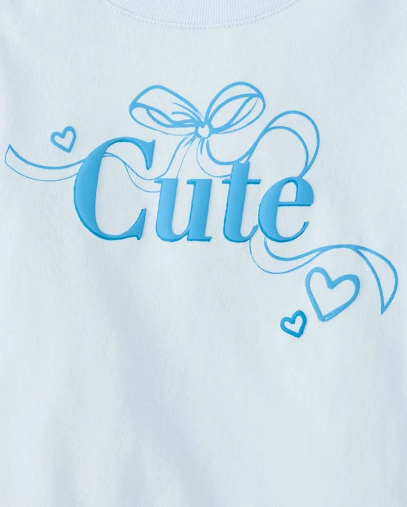 Baby And Toddler Girls Cute Bow Graphic Tee