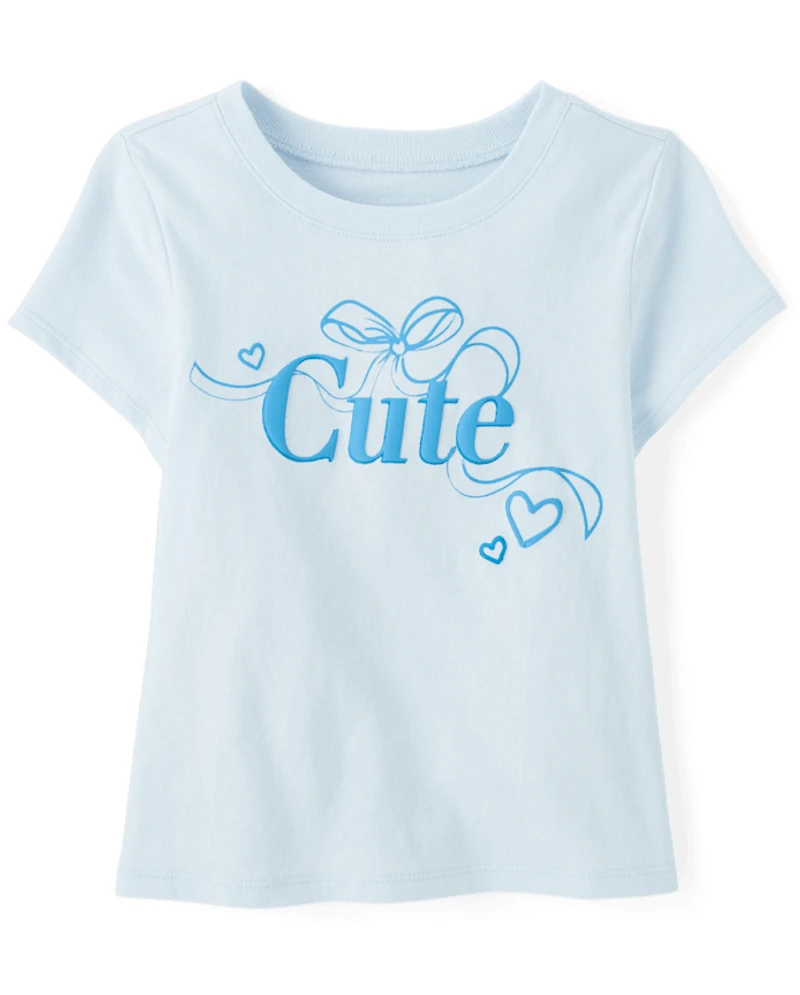 Baby And Toddler Girls Cute Bow Graphic Tee