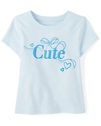 Baby And Toddler Girls Cute Bow Graphic Tee